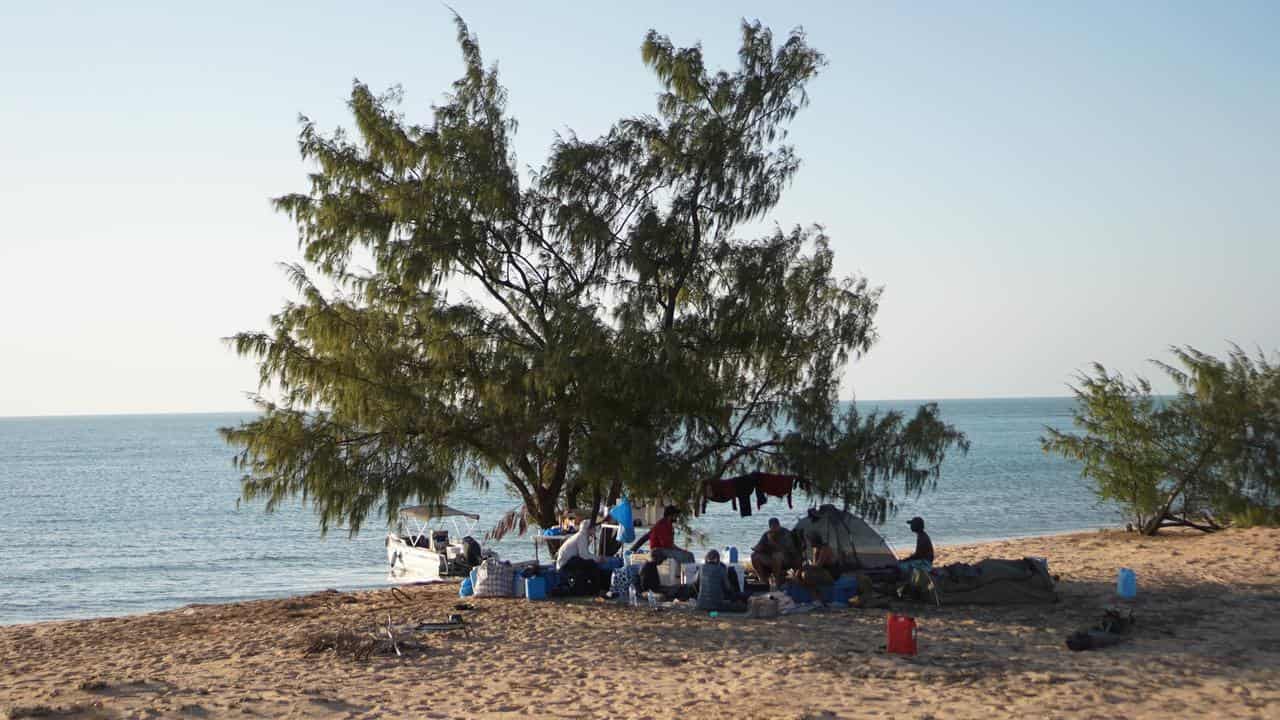 Group camped on the coast of Arnhem Land