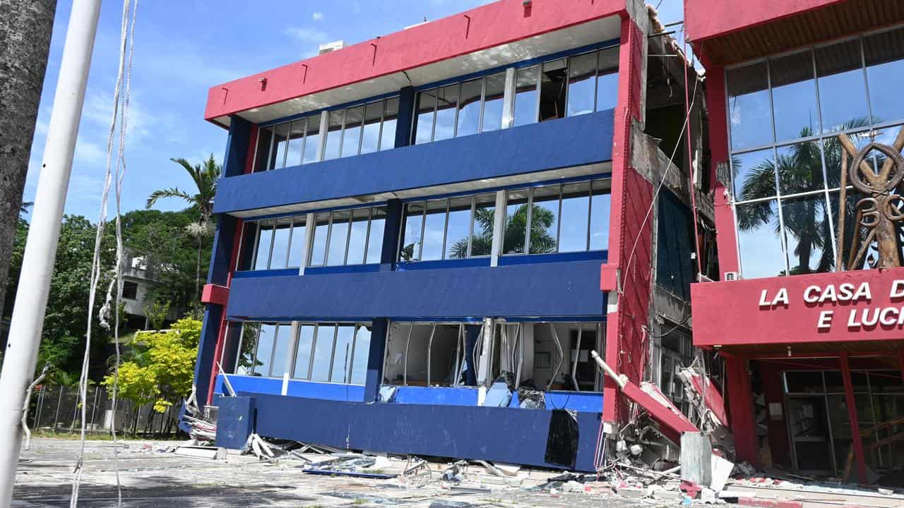 Destroyed and damaged buildings in Port Vila, Vanuatu,