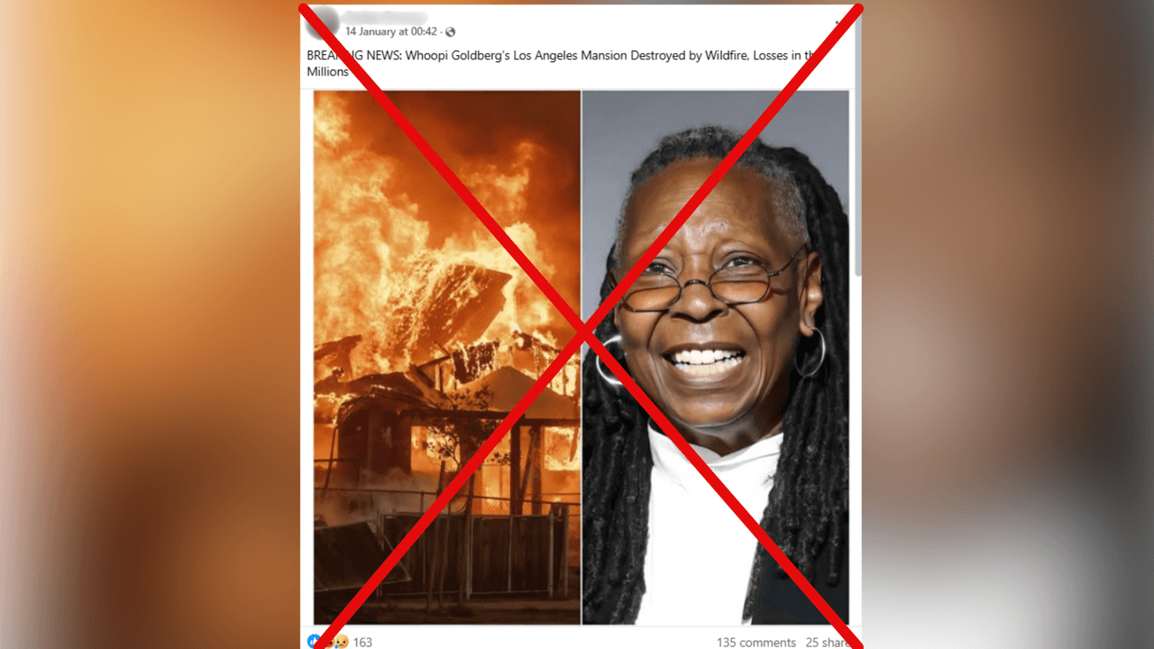 Facebook post claiming Whoopi Goldberg lost her homes in LA fires