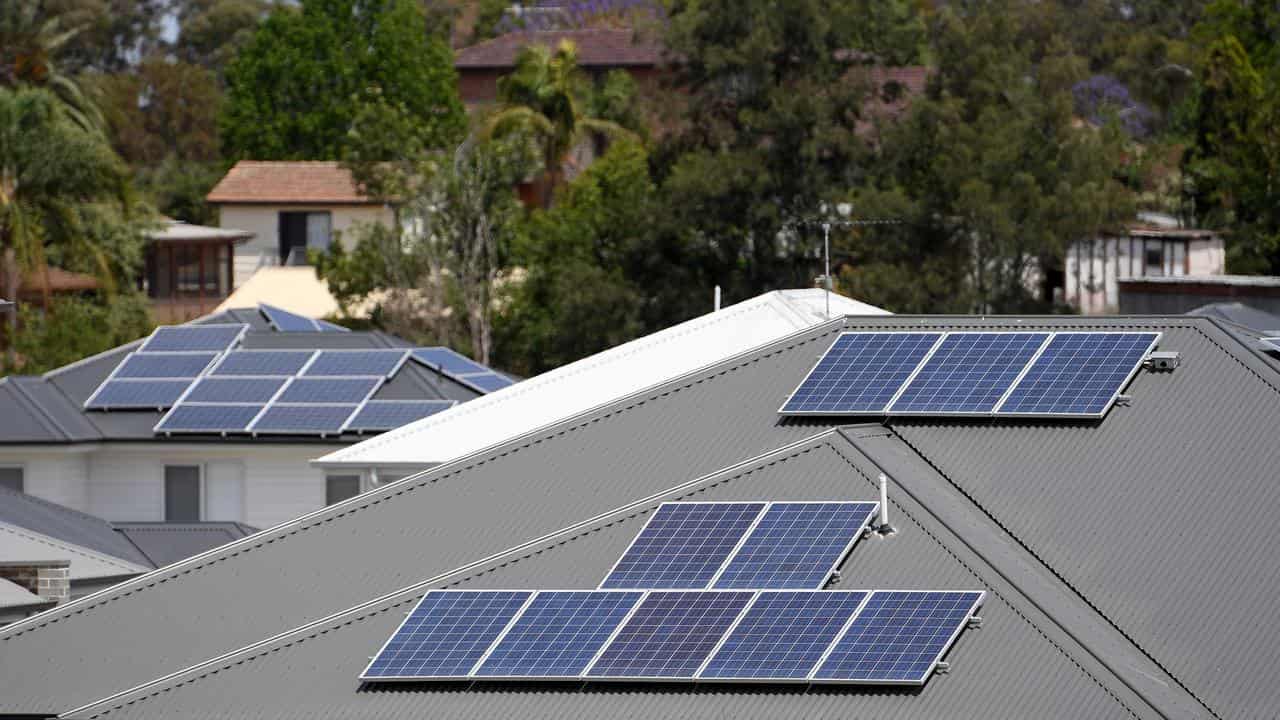 Solar panels on houses. 