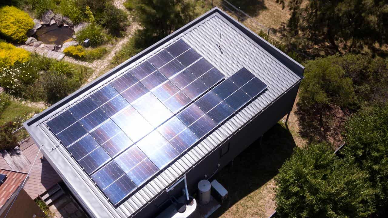 A residential rooftop solar unit on a house in Canberra.