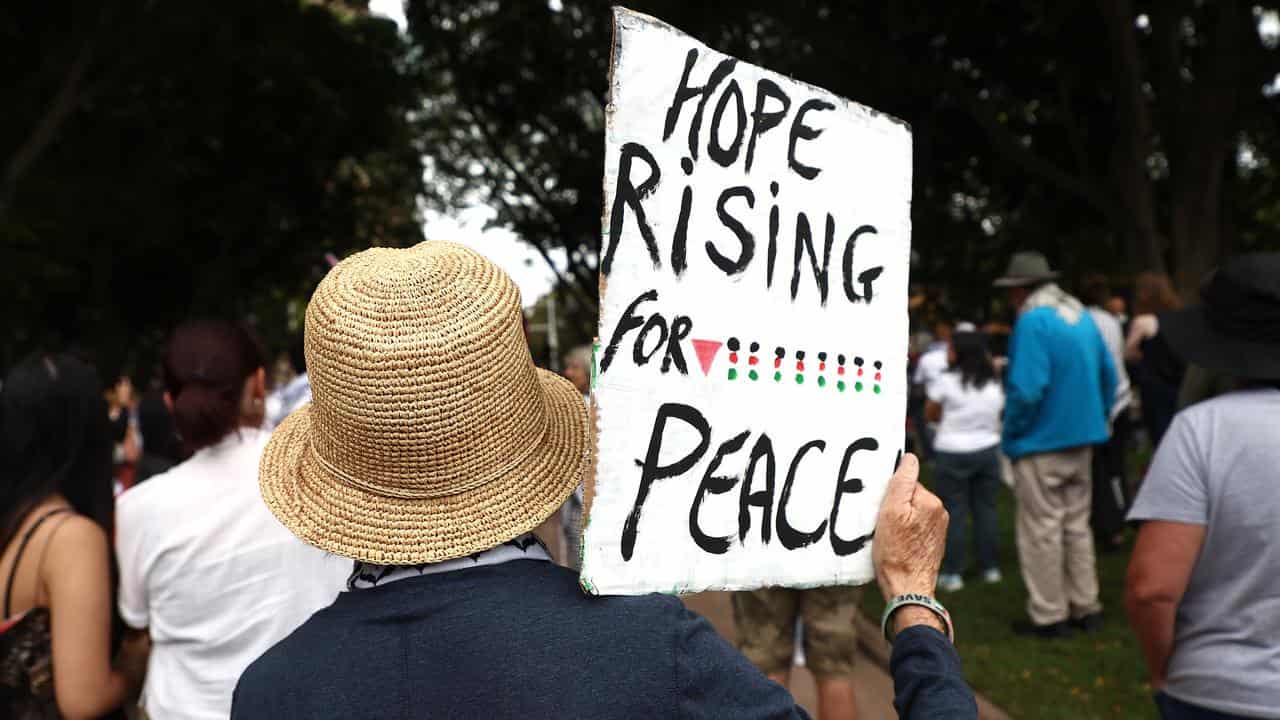 A placard in Sydney 