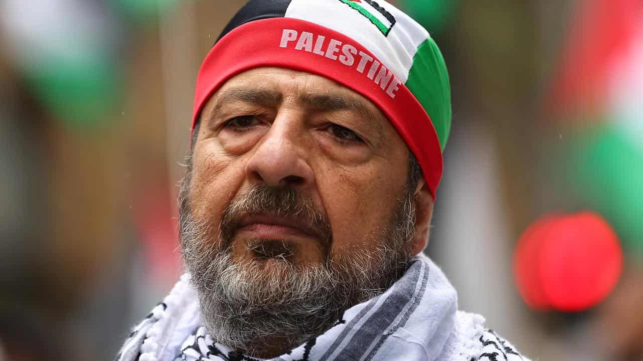 A man at a a Pro-Palestine rally