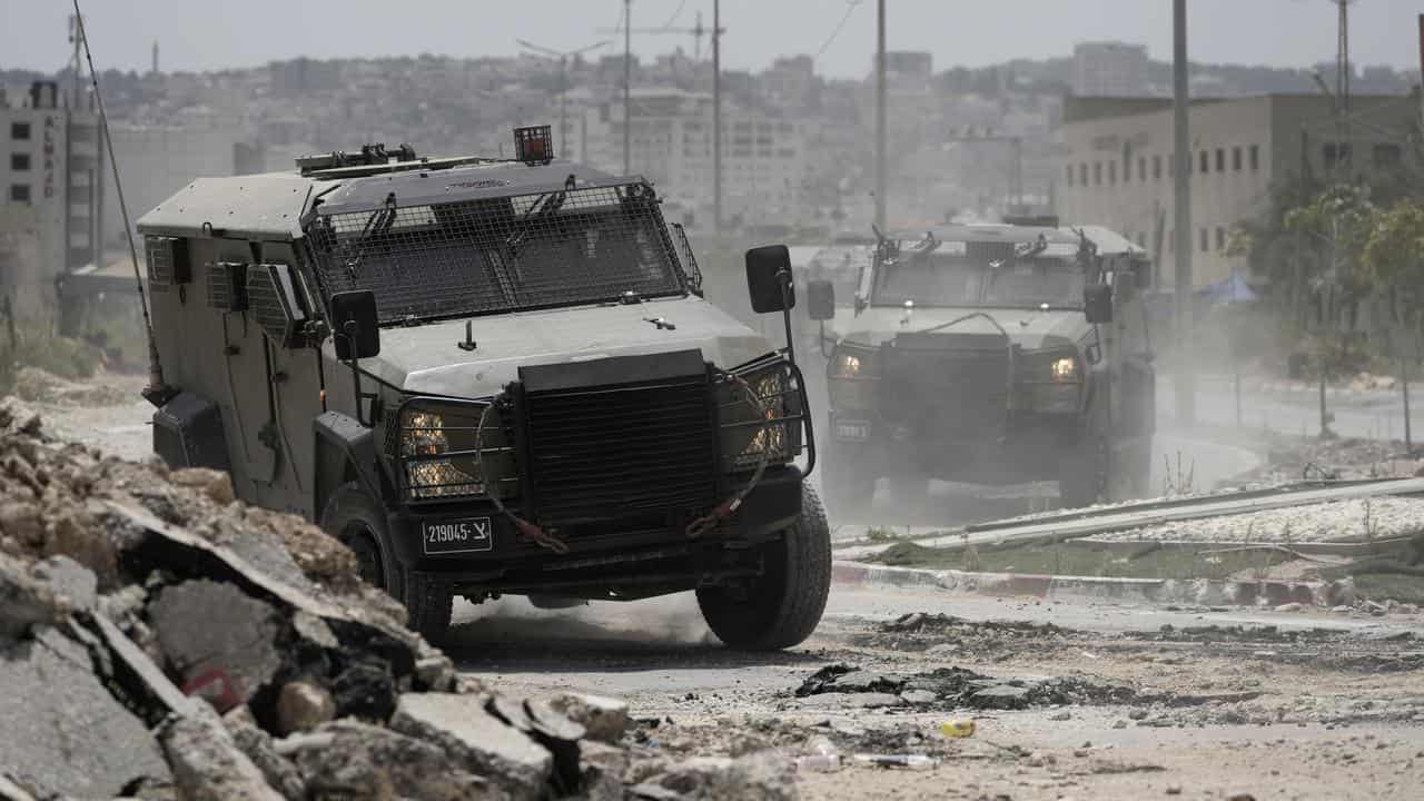 Israeli military vehicles In the West Bank