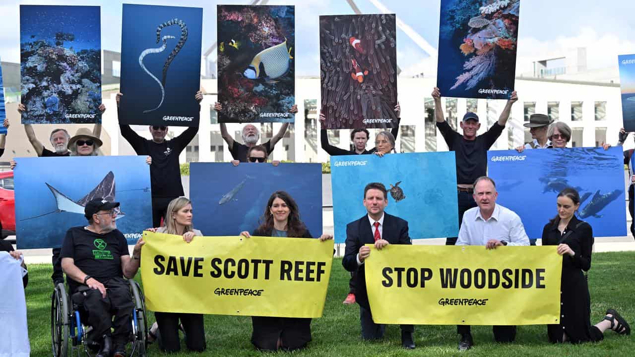 a protest against Woodside’s proposed Burrup Hub