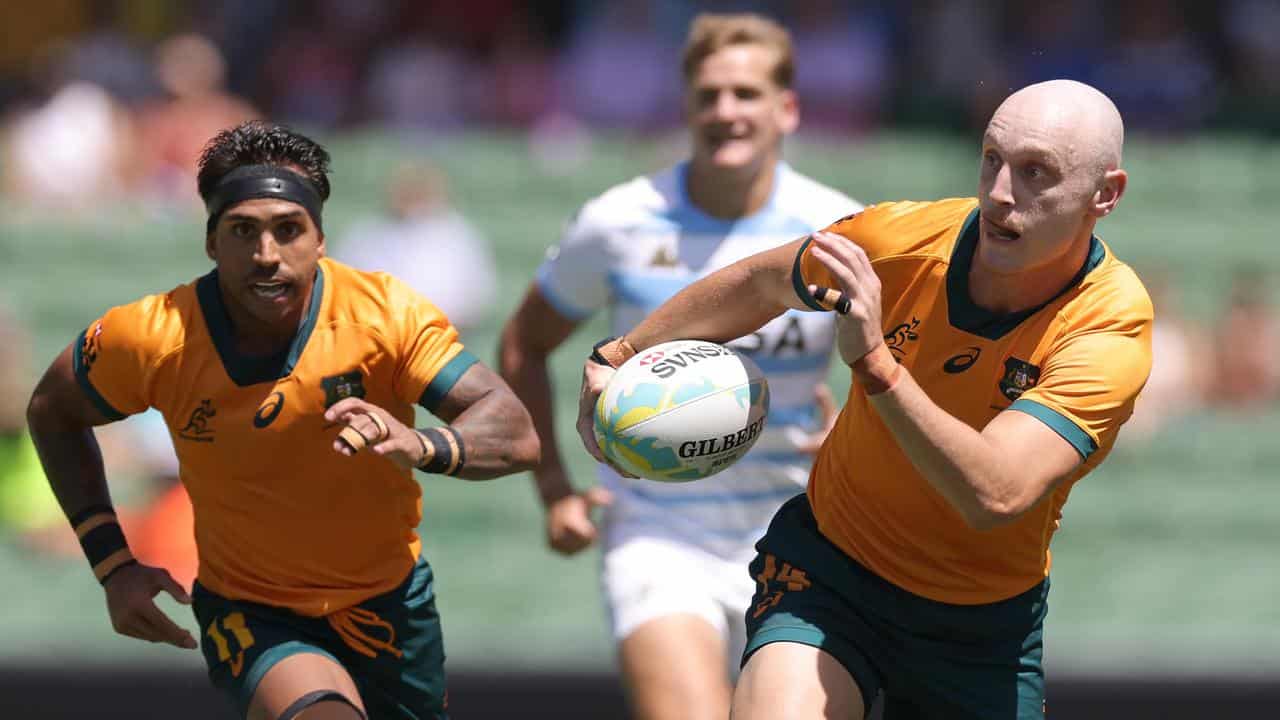 James Turner scores a try for Australia.