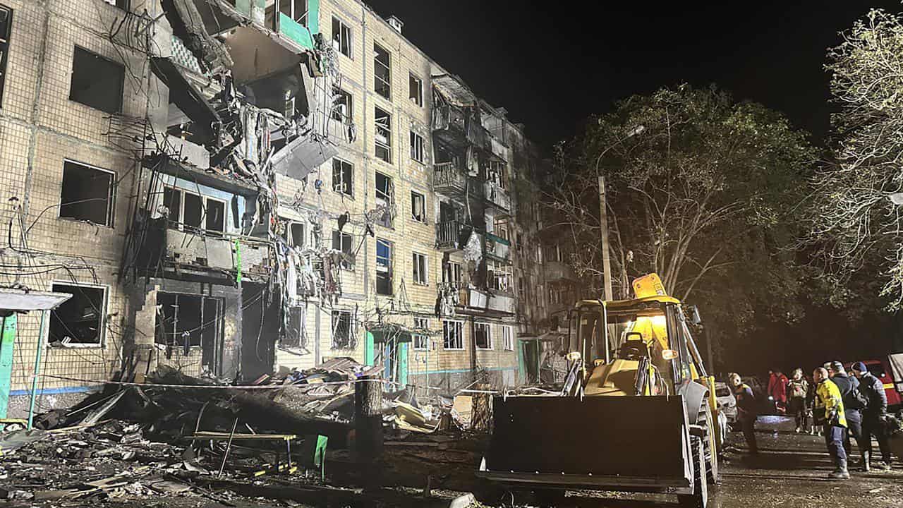 A Russian strike on a residential building in Kharkiv