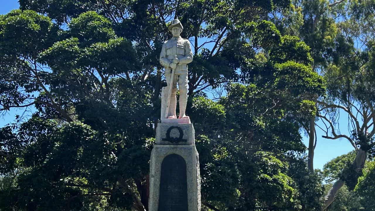 Damaged war memorial