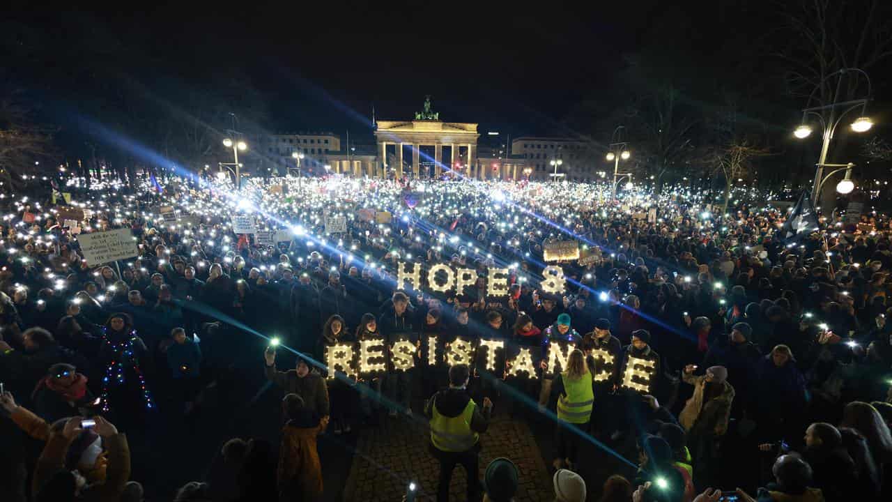 Protesters against the German far right