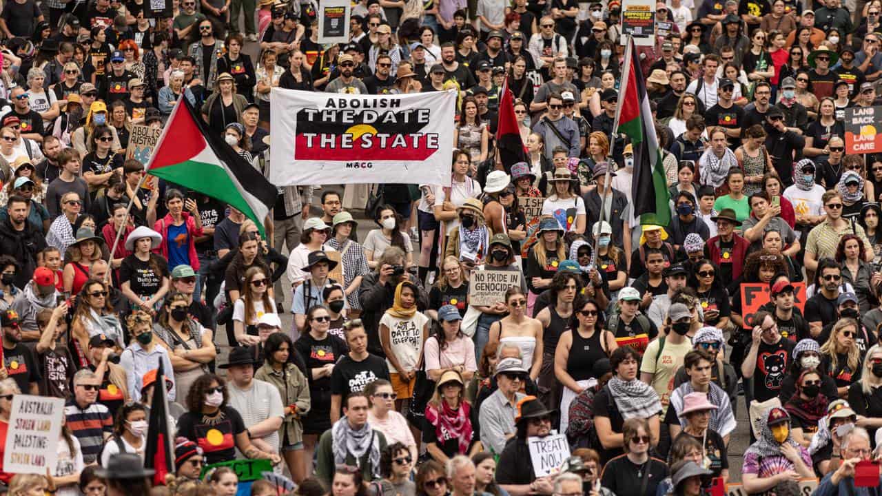 Tens of thousands joined Invasion Day protests in Melbourne.