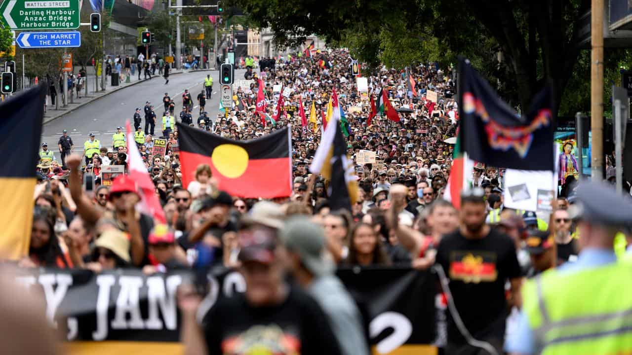 A huge crowd turned out for an Invasion Day rally in Sydney.