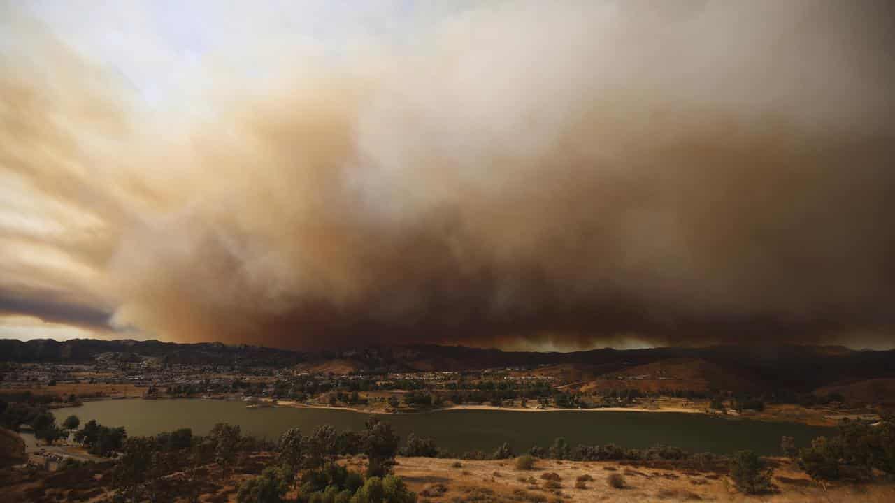 Smoke from a wildfire over California.