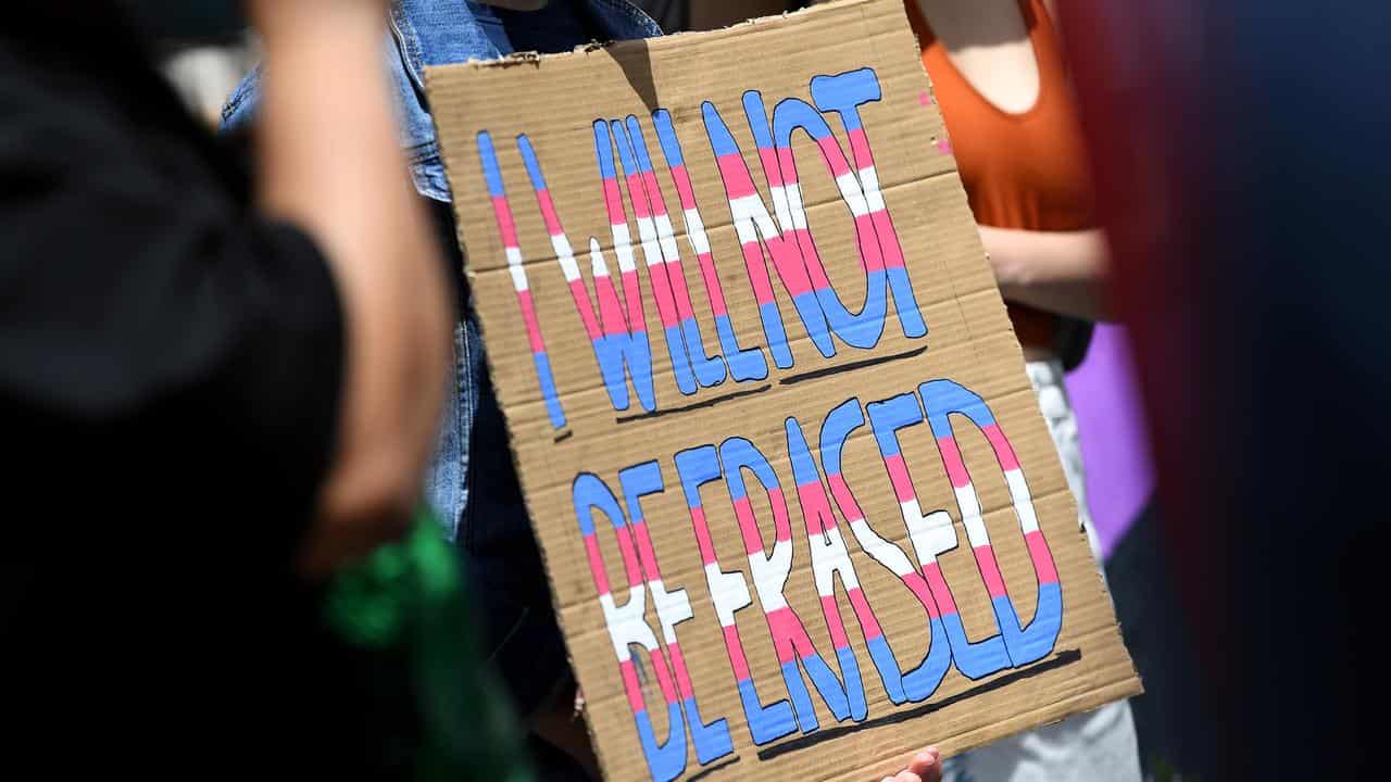 A file photo of a placard at a LGBTQI rights rally