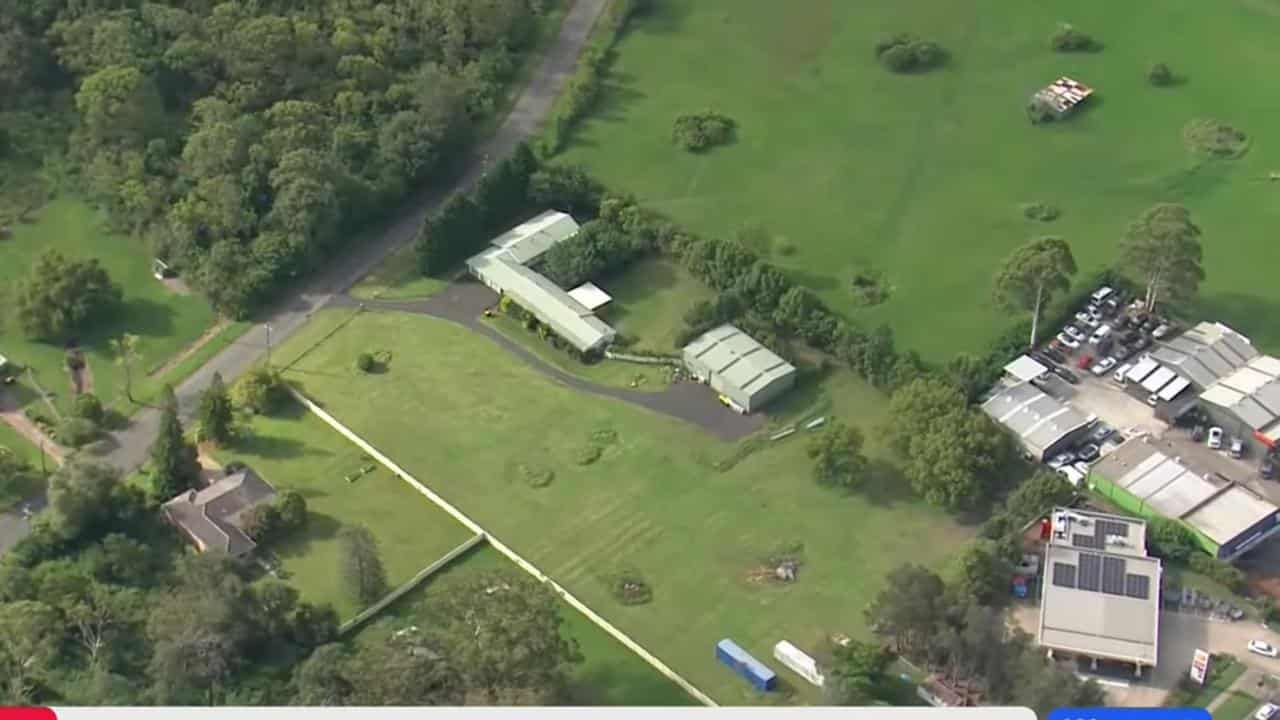 An aerial view of where a caravan of explosives was found.