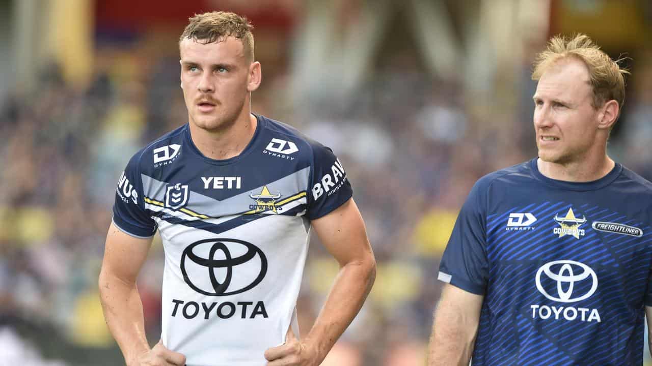 North Queensland's Zac Laybutt leaves the field.