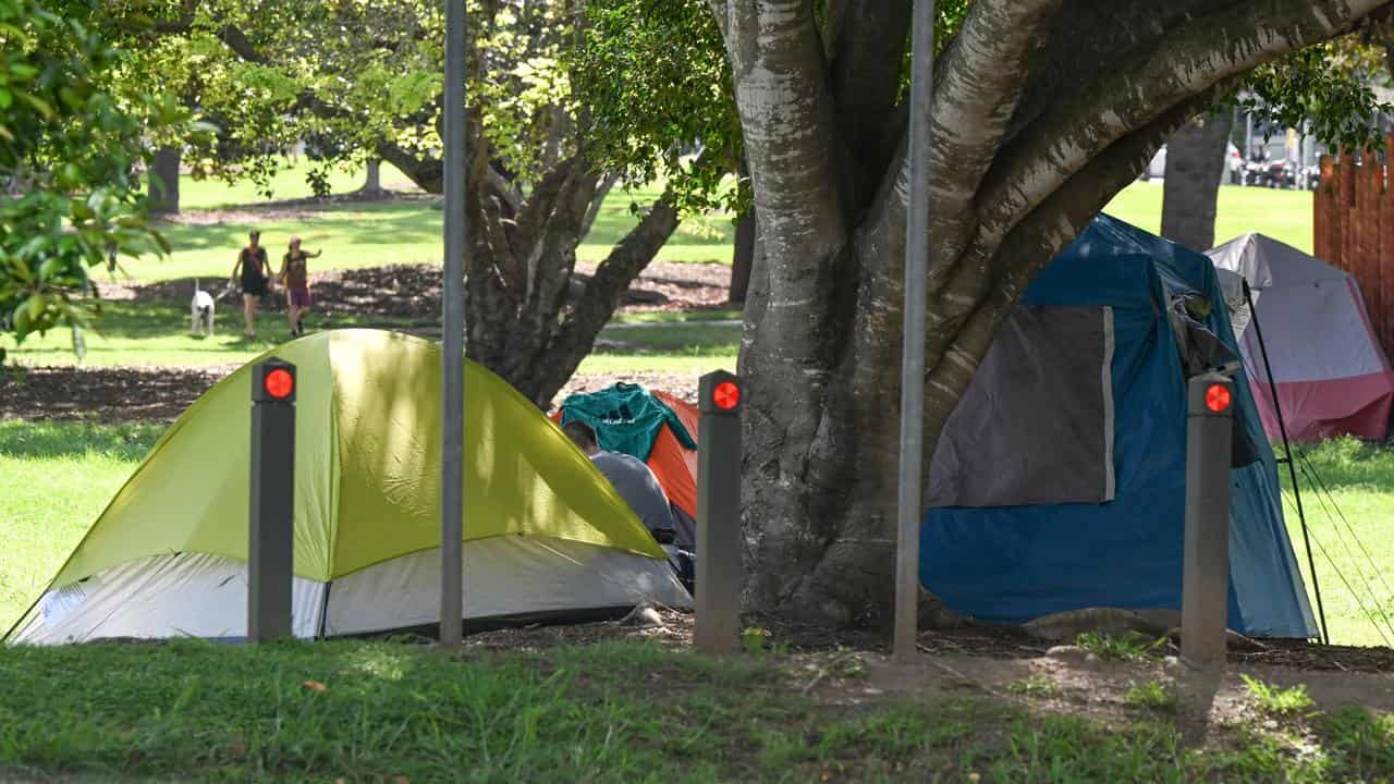 Homeless camp in Brisbane