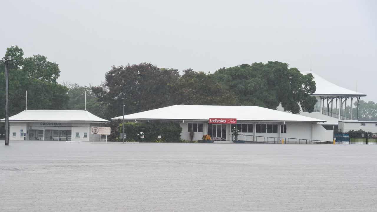 A racecourse flooded in Townsville.