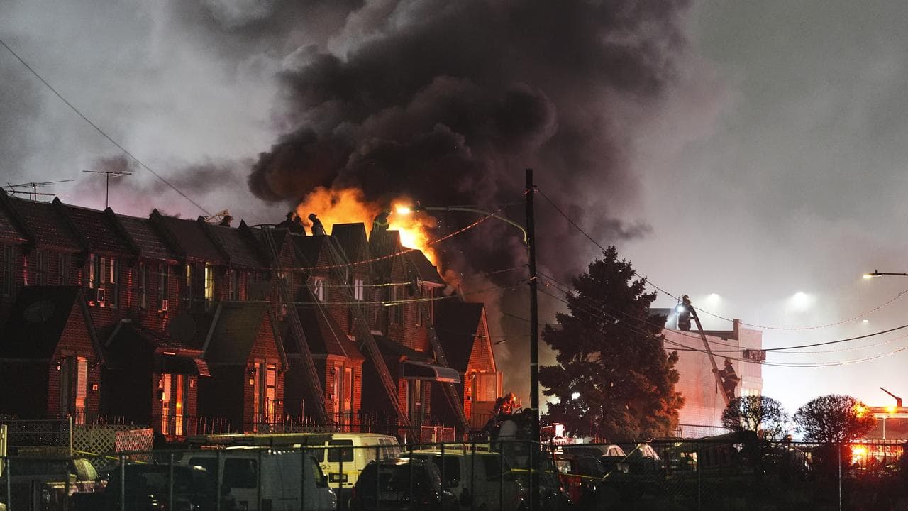 First responders work the scene of a plane crash