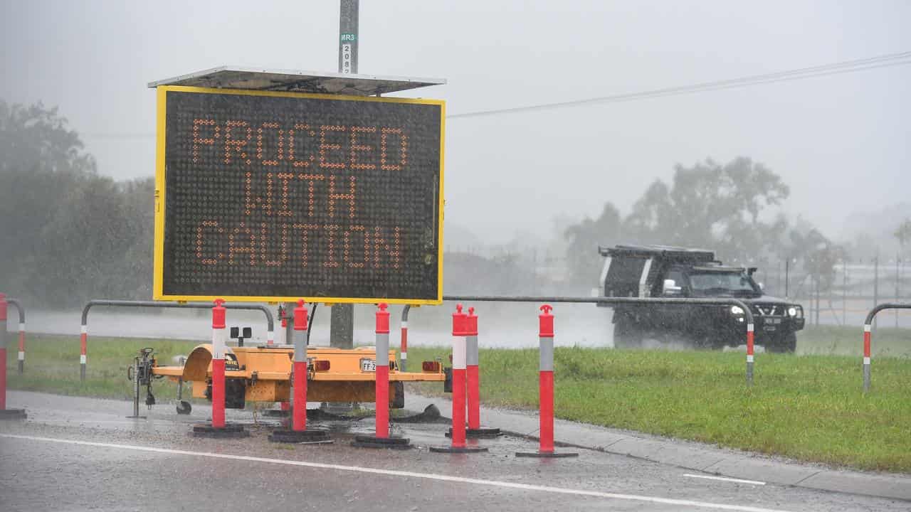 Warning signs on roads in Townsville