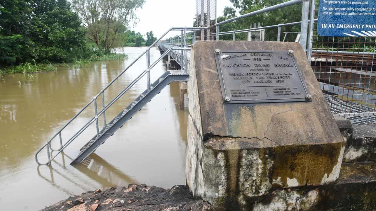 Water up to the railway line at Giru, south of Townsville