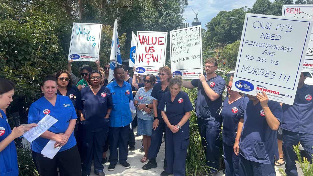 Nurses rally in support of psychiatrists outside Cumberland Hospital