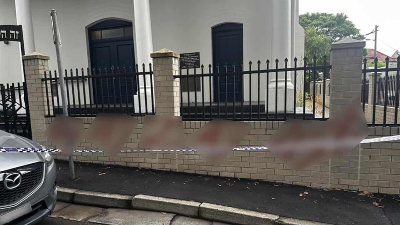 Red swastikas spray painted outside the Newtown synagogue (file)