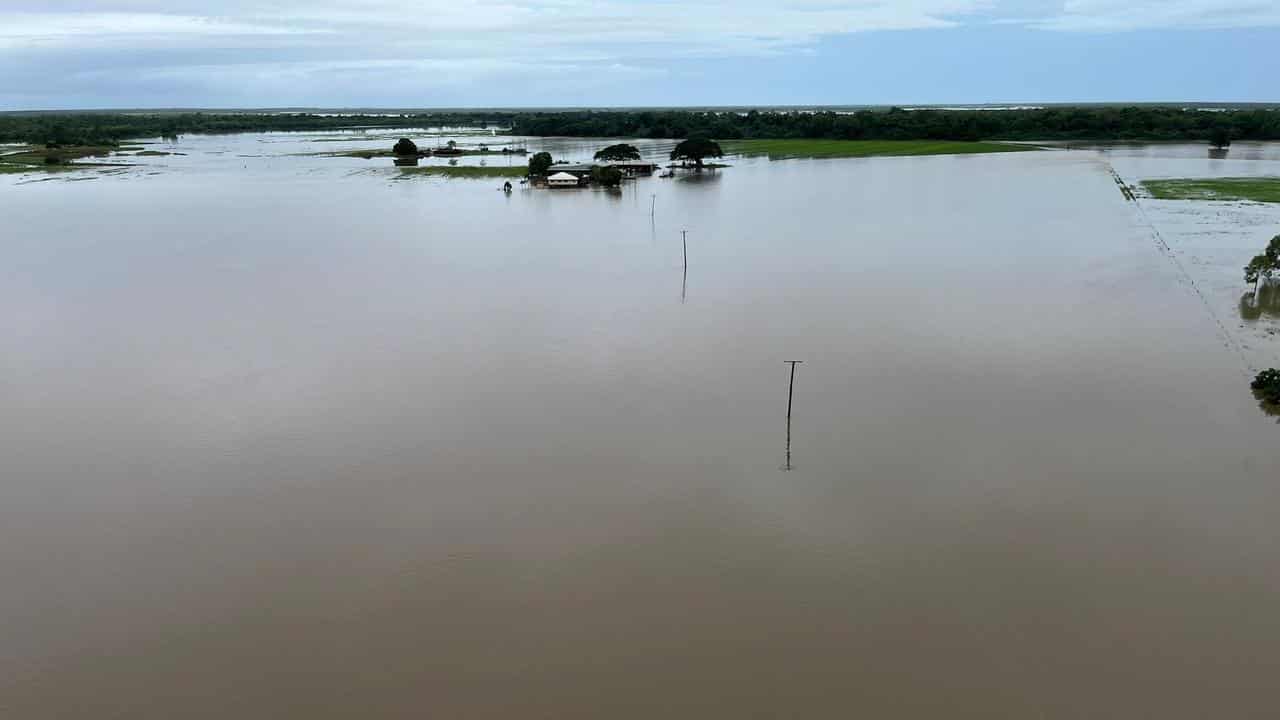 A town isolated by floods