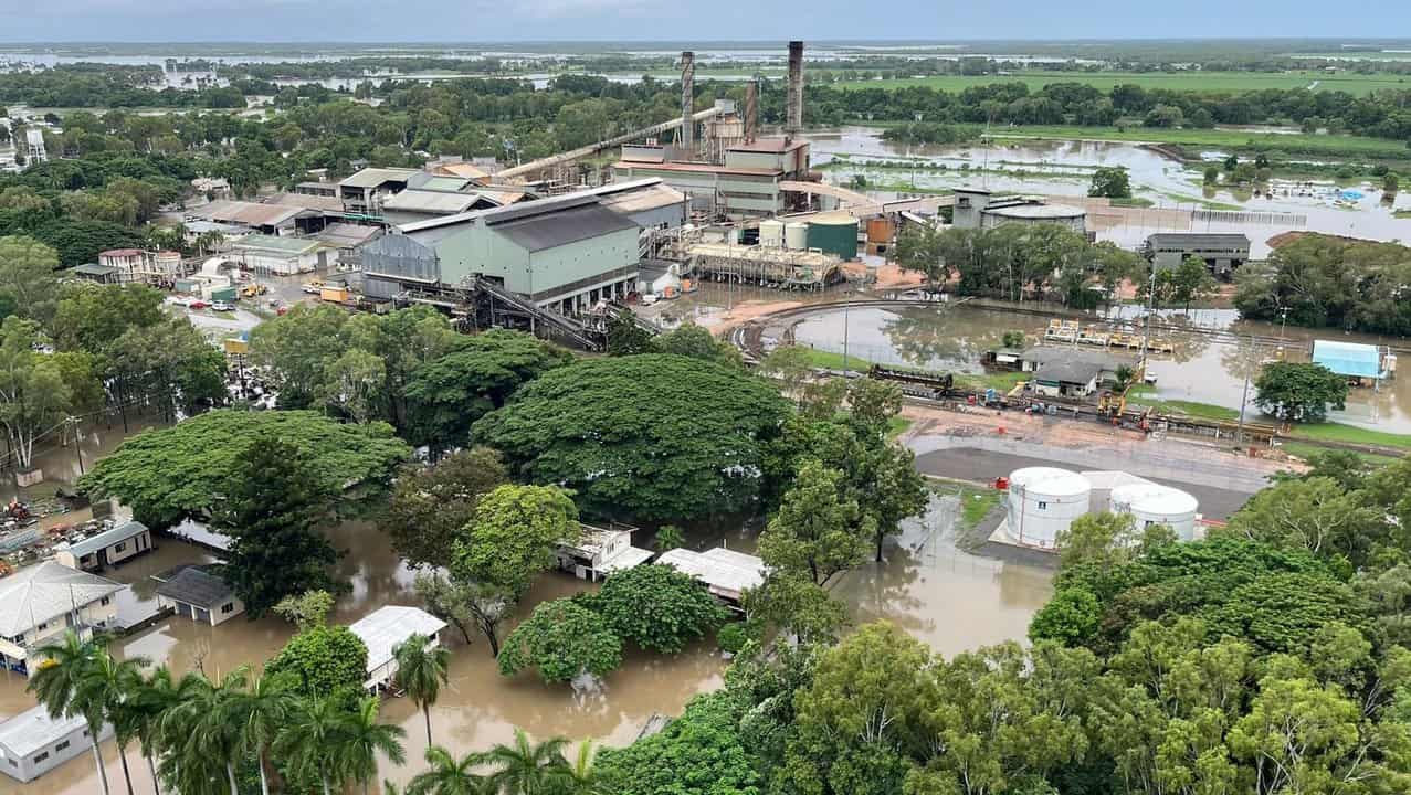 A flooded town