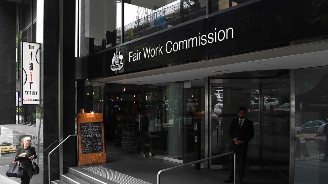 Fair Work Commission building sign in Melbourne. 