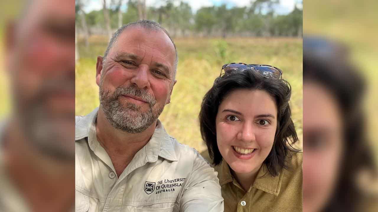 Crocodile researchers Craig Franklin and Kaitlin Barham.