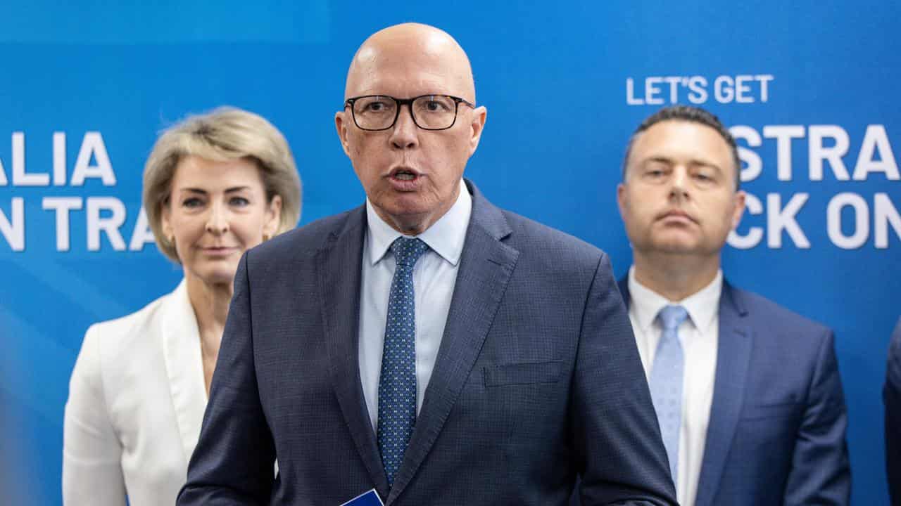 Opposition Leader Peter Dutton speaks at a press conference