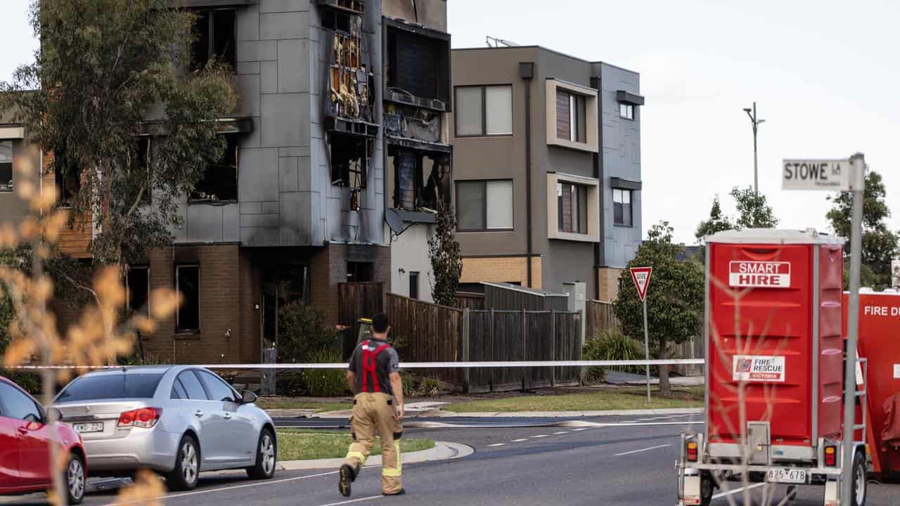 The scene of a fatal house fire in Truganina, Melbourne