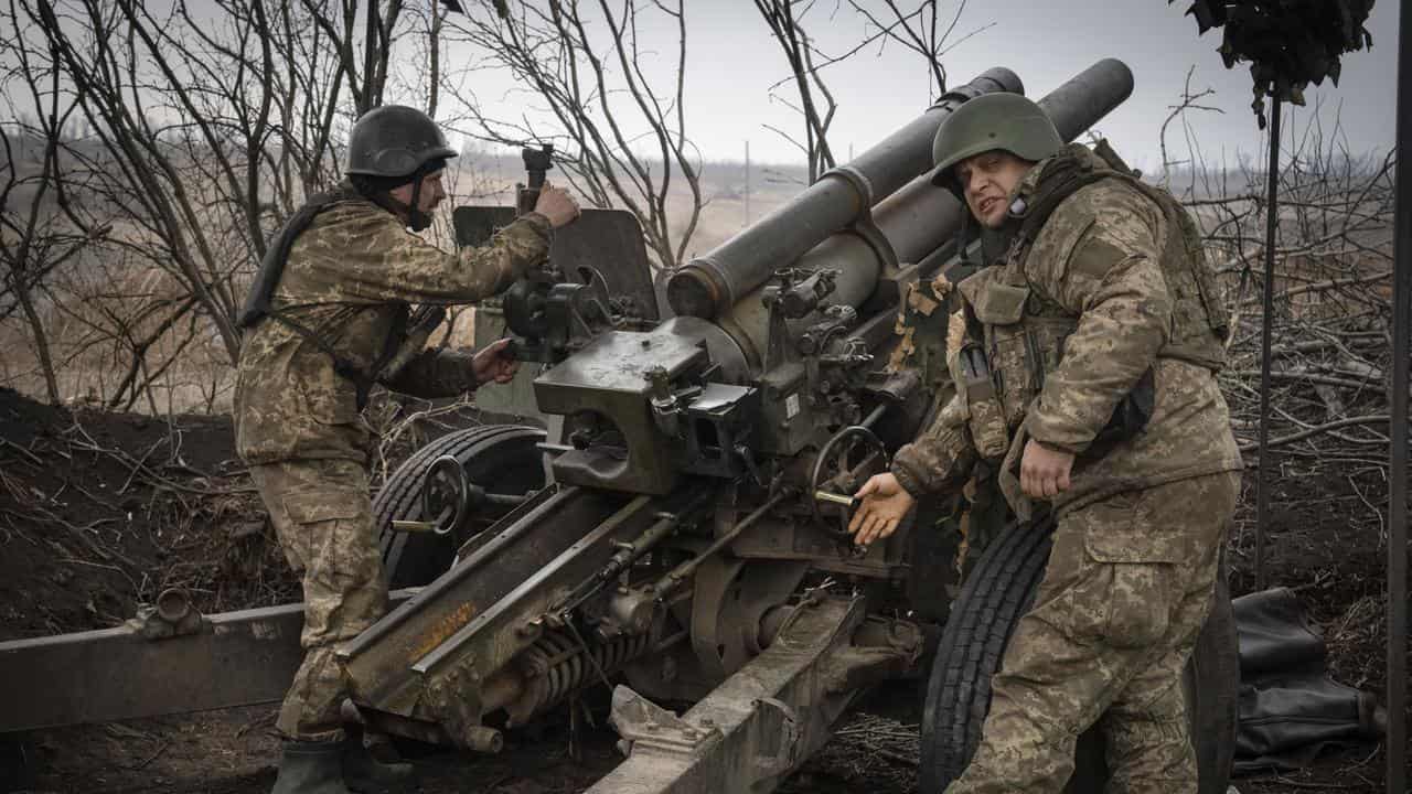 Ukrainian soldiers in the Donetsk region