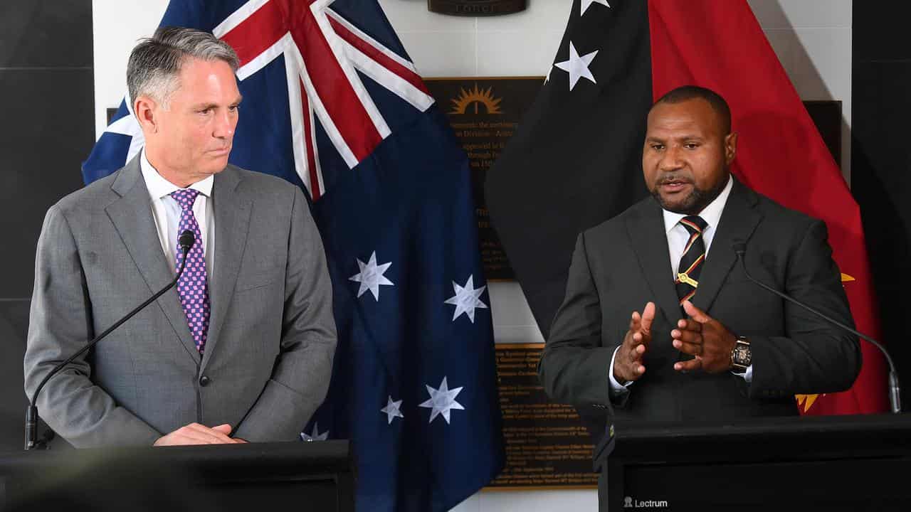 Australia's Richard Marles and Papua New Guinea's  Billy Joseph