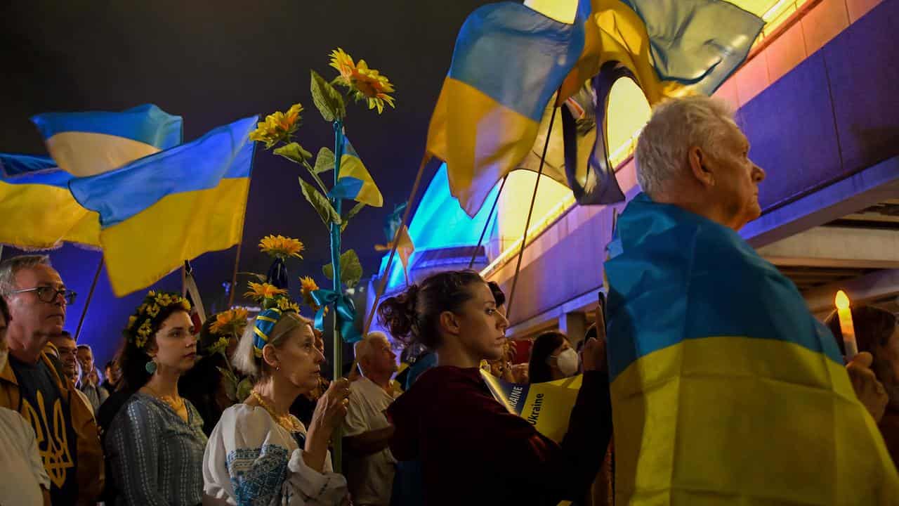 Ukrainian supporters gather in solidarity (file image)