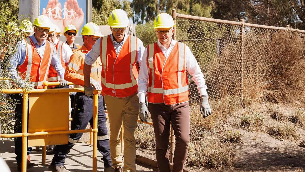 Anthony Albanese, Ed Husic and Peter Malinauskas.