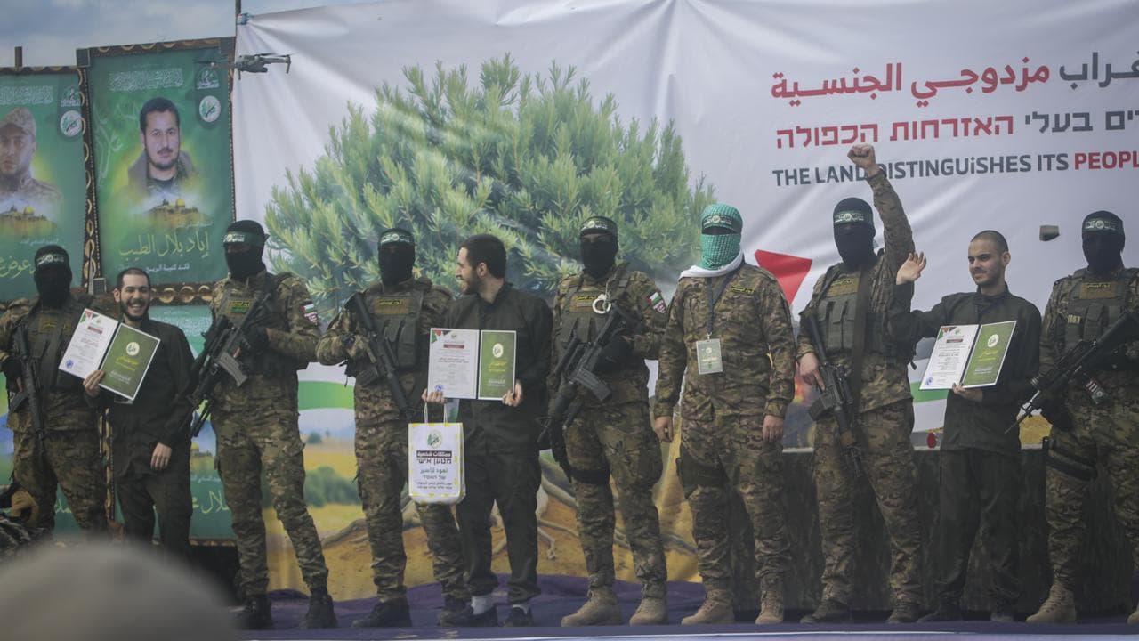 Israeli hostages being released by Hamas
