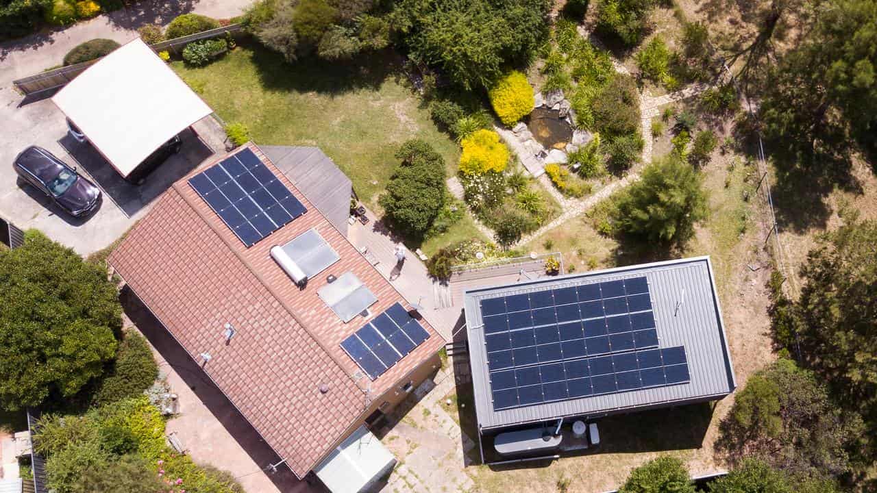 Rooftop solar on a house in Canberra