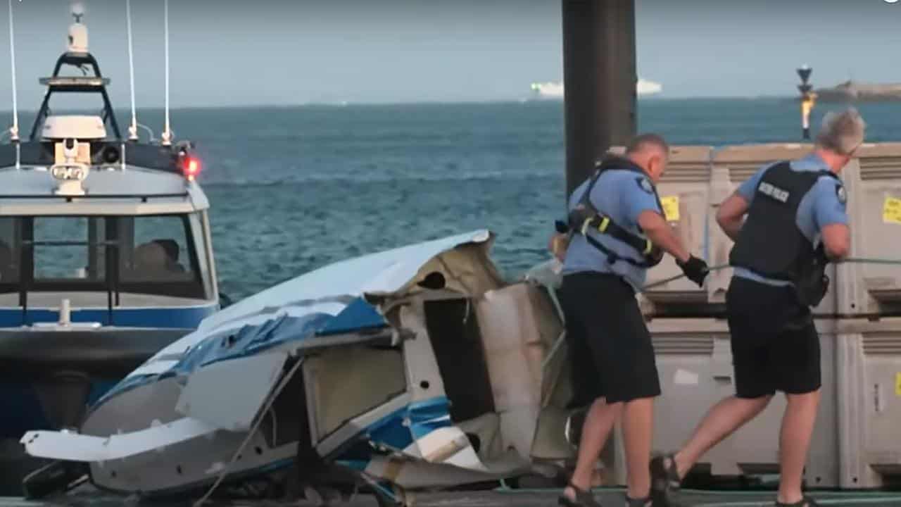 Police retrieve a crashed seaplane on Rottnest Island