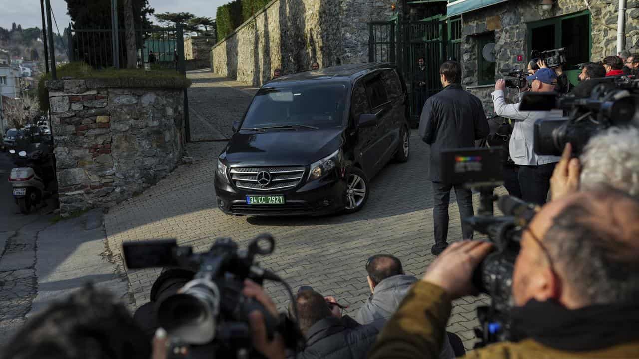 A van leaves the US Consul General residence in Istanbul