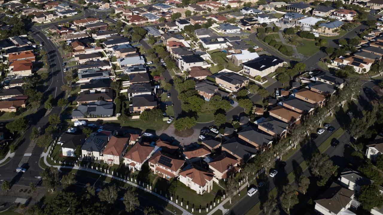 An aerial view of homes in the suburb of Shellharbour in Wollongong