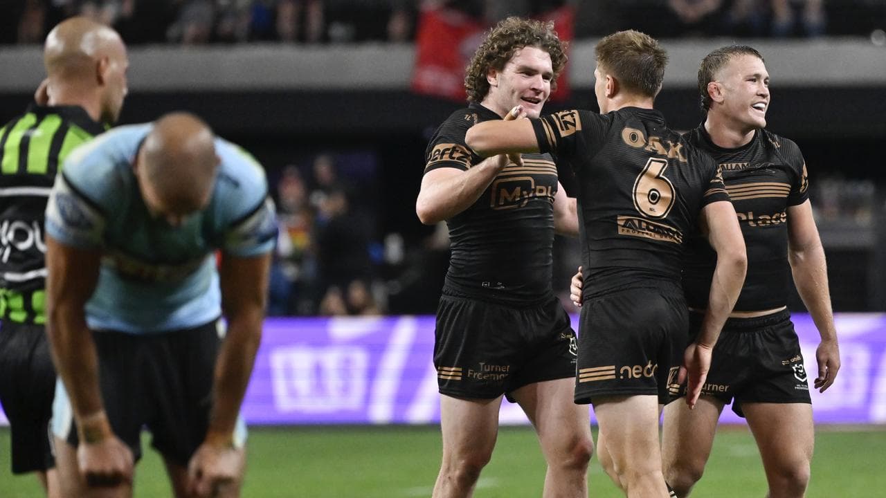 Celebrating Penrith players.