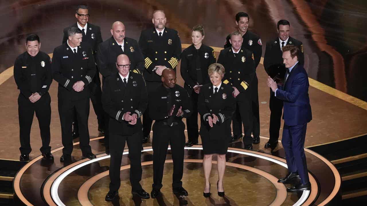 LA firefighters and Academy Awards host Conan O'Brien