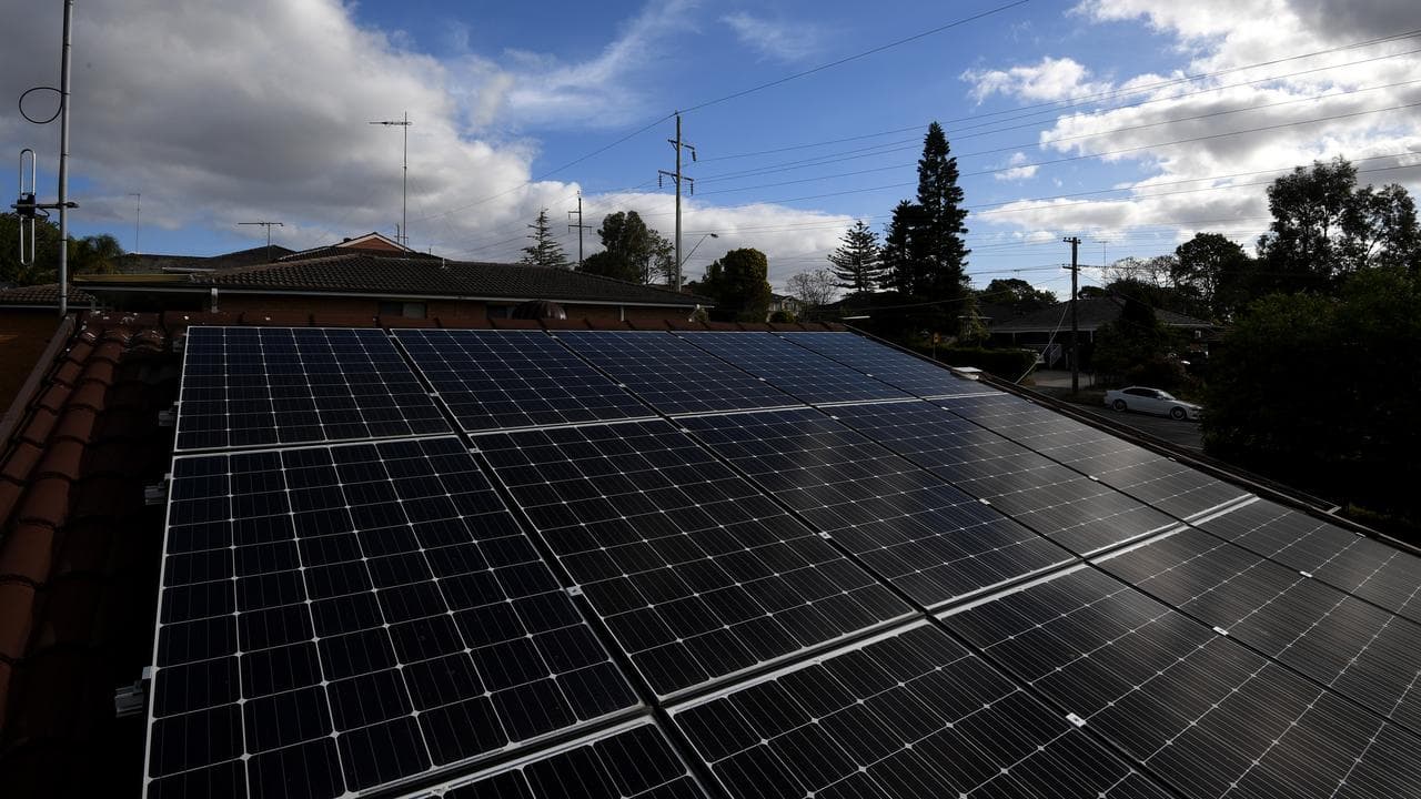 Solar panels on the roof of a house in Sydney