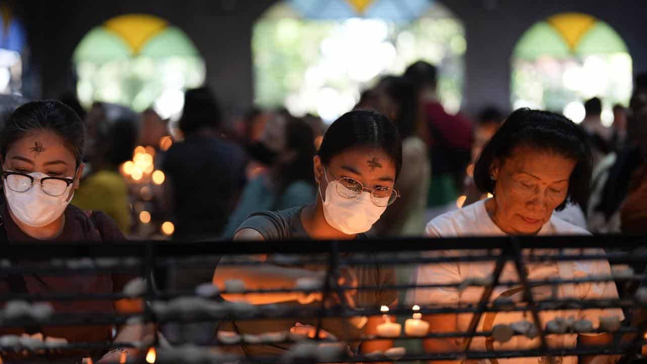 Ash Wednesday rites at the Redemptorist Church in Manila, Philippines