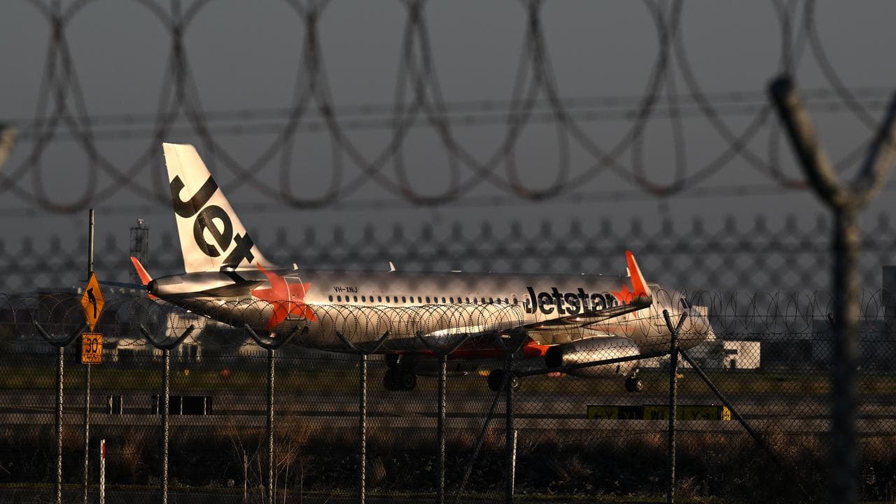 A Jetstar aircraft at Brisbane Airport