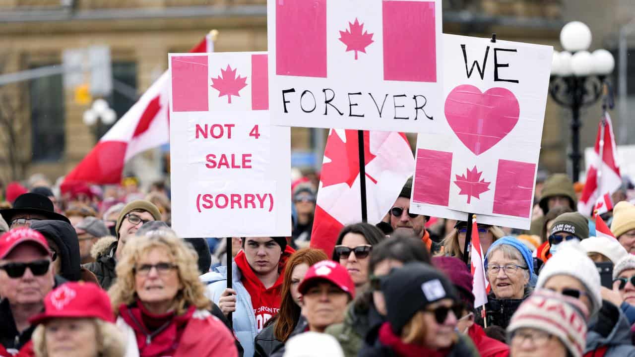 Rally in response to Donald Trump's threats to make Canada a US state.