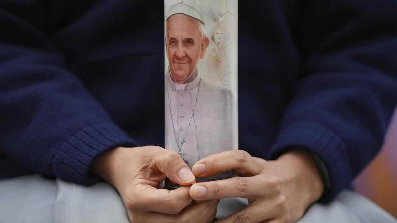 A nun prays for Pope Francis at Agostino Gemelli Polyclinic