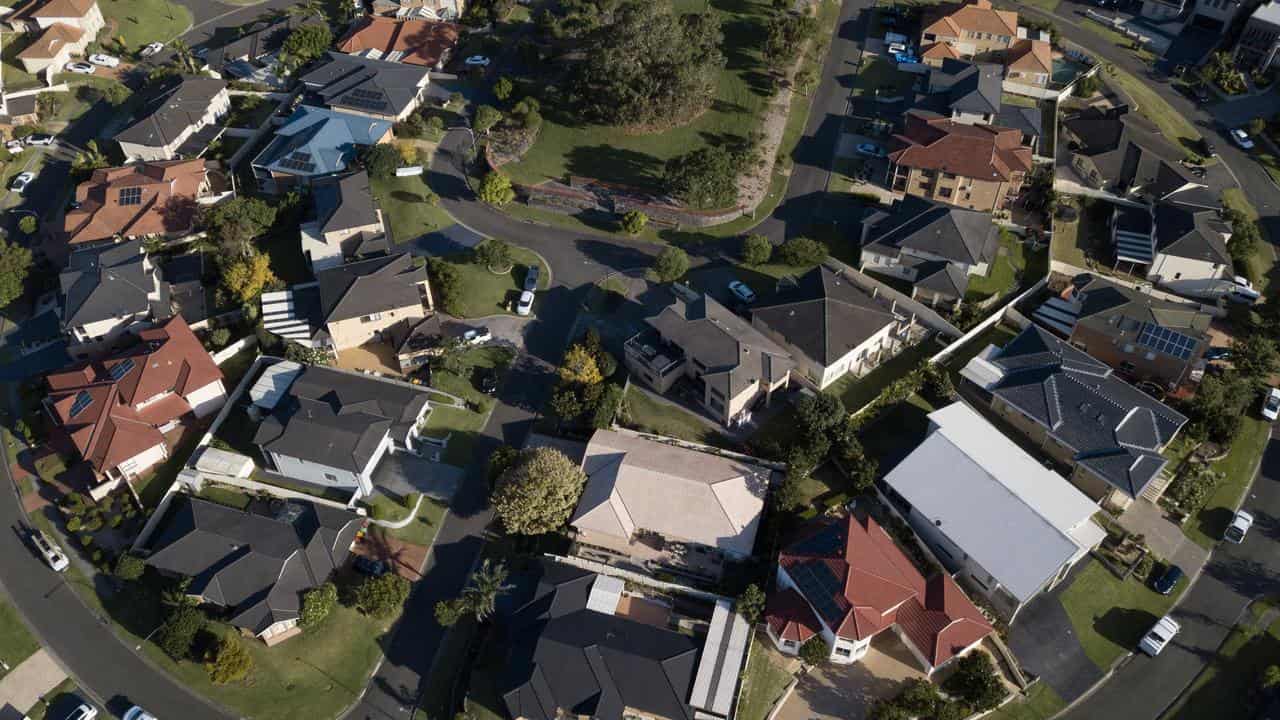 An aerial view of suburban homes (file image)