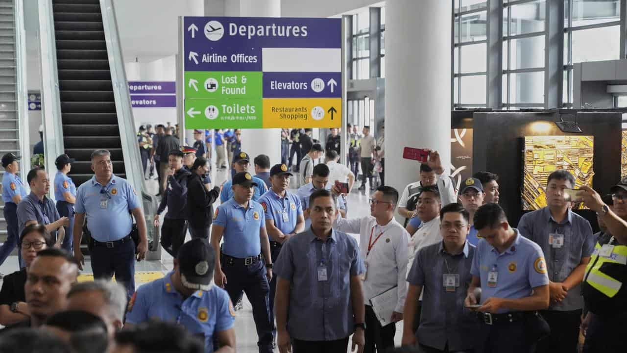 Security guards at Manila's international airport, the Philippines